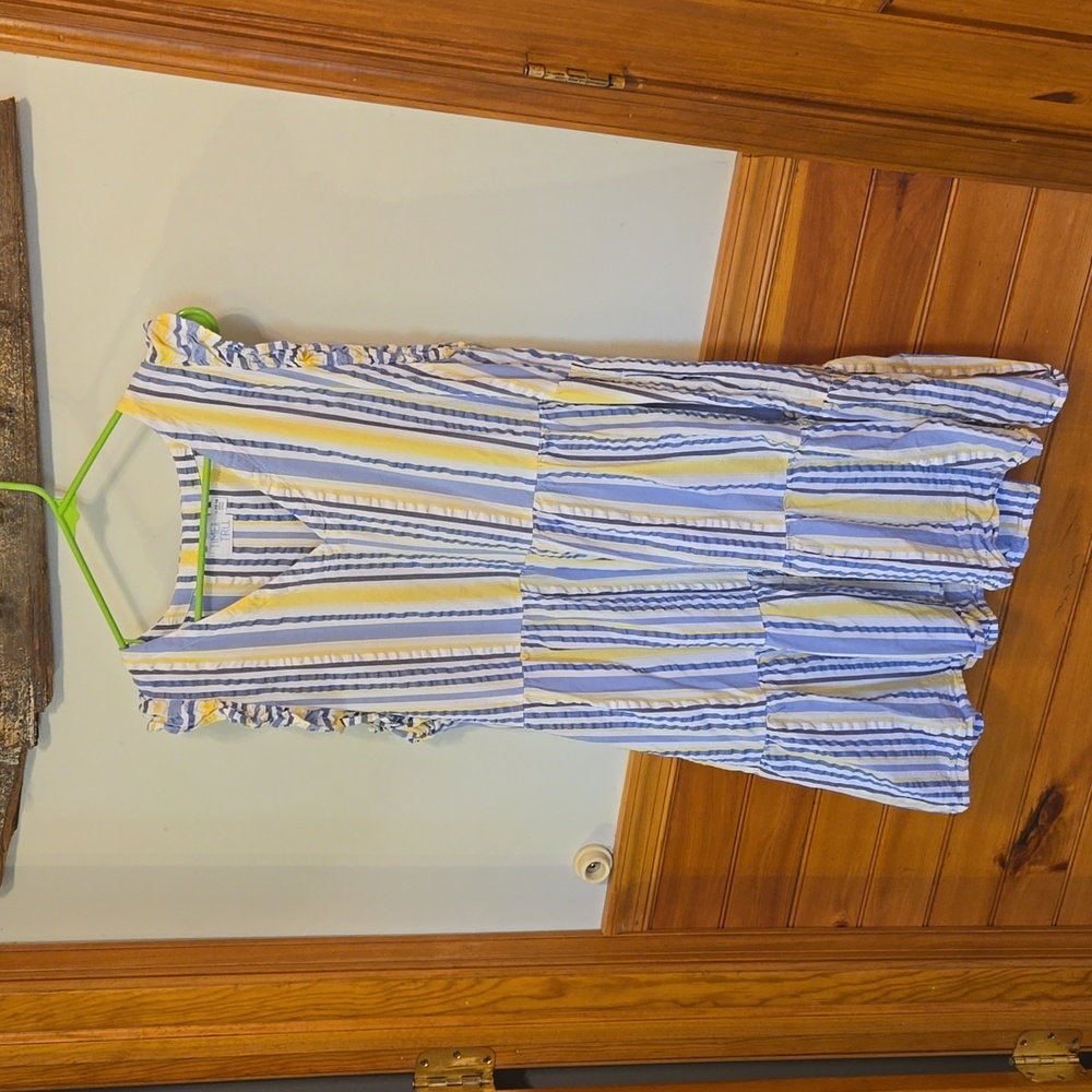 Yellow and blue striped dress